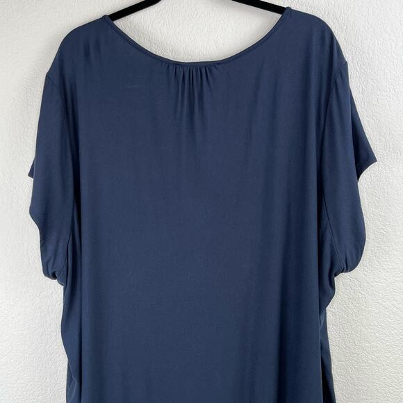 Tommy Hilfiger Navy Blue Short Sleeve Pleated Babydoll Peasant Top Plus 3X NWT - Picture 8 of 12